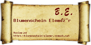 Blumenschein Elemér névjegykártya